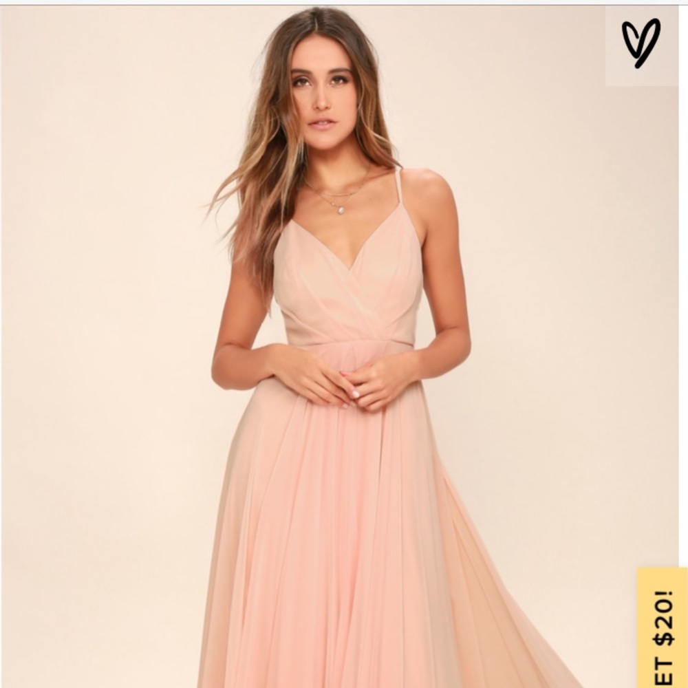 EUC Lulus Blush Pink Bridesmaid Maxi Dress